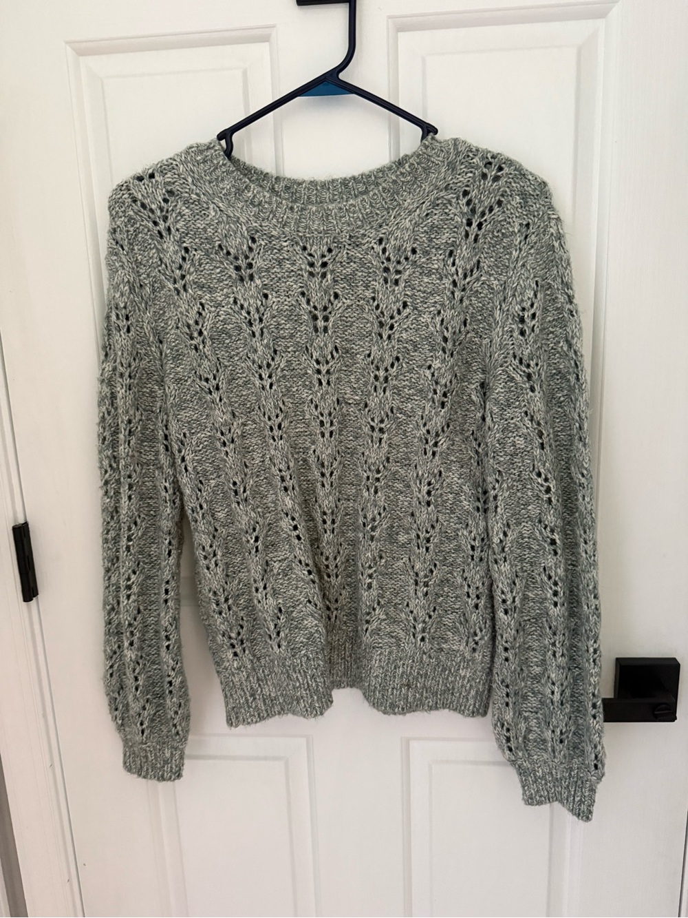 Abercrombie & Fitch Mint Gray Openwork Crewneck Sweater